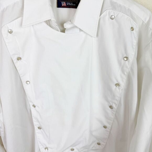 Vintage Panhandle Mens Bib Slim White Rodeo Western Shirt Pearl Snap XL - Picture 3 of 6